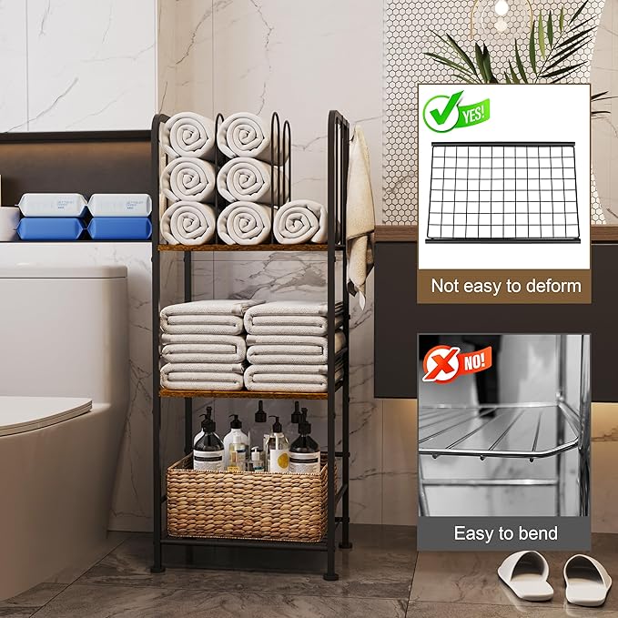 Towel Rack for Bathroom 3-Tier M-Shaped Detachable Dividers, Durable Metal Towel Holder, Pool Items Holder, Space-Saving Storage Organizer, Modern Bath Towel Shelf Free Standing Patent Pending