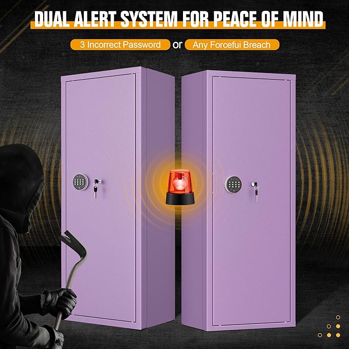 INTERGREAT Purple Gun safes,Rifle Safe,Gun Safes for Home Rifle and Pistols, Long Gun Safe for Rifle Shotgun for Home,Quick Access Rifle Safes,Adjustable Shelves, Easy Assemble (8-12 guns)