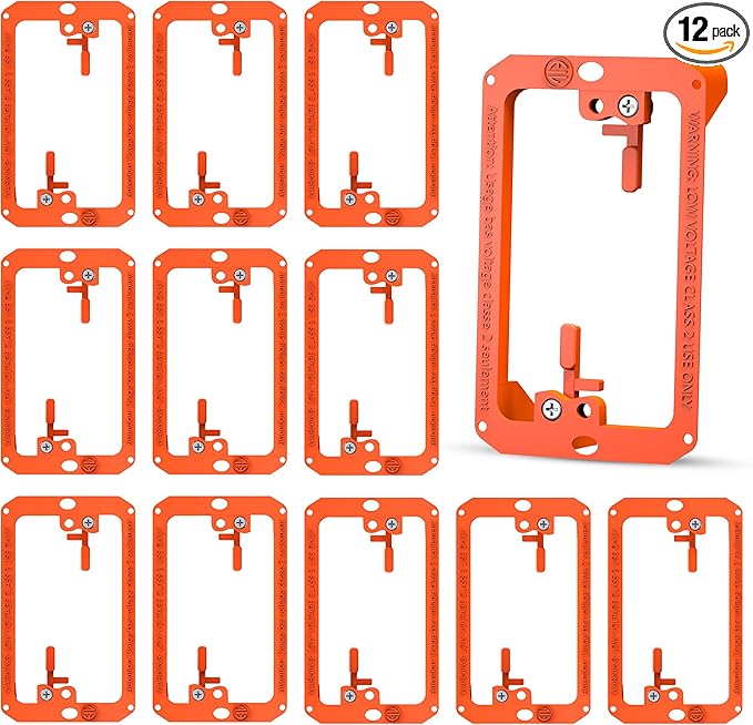 BWP Low Voltage Mounting Bracket 1 Gang, 12 Pack for Single Gang Wall Plate, Telephone Wires, Network Cables, HDMI, Coaxial, Speaker Cables - Low Voltage Box Cable Wall Plate Bracket, Mud Ring