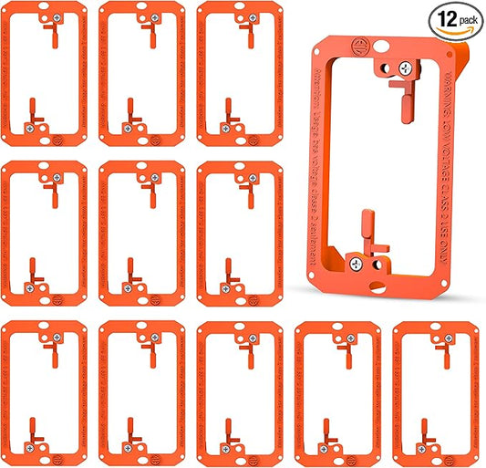 BWP Low Voltage Mounting Bracket 1 Gang, 12 Pack for Single Gang Wall Plate, Telephone Wires, Network Cables, HDMI, Coaxial, Speaker Cables - Low Voltage Box Cable Wall Plate Bracket, Mud Ring