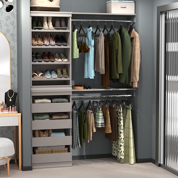 ClosetMaid Modular Storage Shelf Unit with Angled Shoe Shelves, Taupe