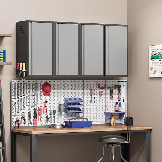 Metal Garage Wall Cabinet with 1 Door, 13.78'' Wide Wall Mounted Tool Cabinets for Garage, Basement, Warehouse, Kitchen, Bathroom, Home Office, Black, Assembly Required