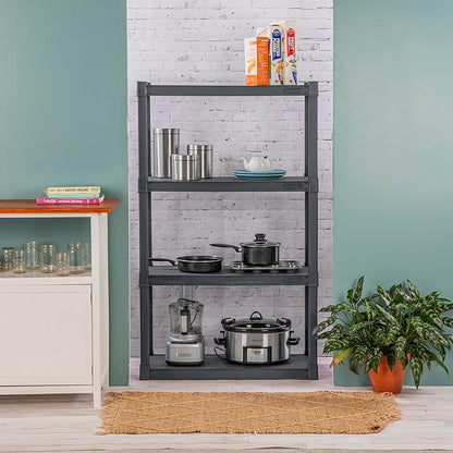 Sterilite 4-Pack 4 Shelf Unit, Heavy-Duty Shelving Storage and Utility Rack - Standing Plastic Organizer Shelves for Kitchen, Bathroom, and Garage