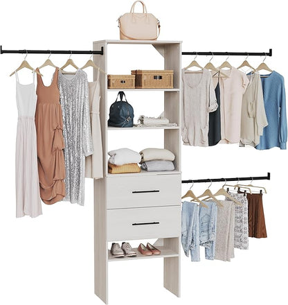ClosetMaid SuiteSymphony 25-Inch Closet System Tower with (3) Hang Rods, and (2) Drawers, White Timber