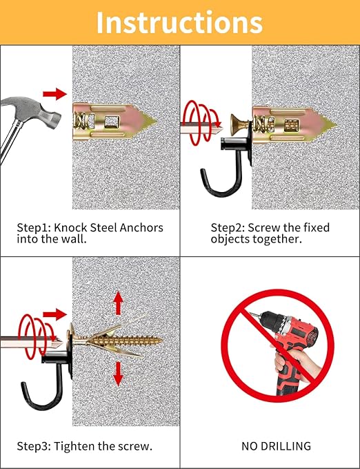 3 Sizes Self Drilling Drywall Anchors with Screws Kit – 120PCS Heavy Duty Metal Expansion Bolts, Sheetrock Anchors & Drywall Grip Anchors and Screws for Shelf, Mirror, Cabinet, Picture Frames