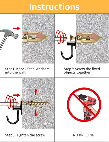 3 Sizes Self Drilling Drywall Anchors with Screws Kit – 120PCS Heavy Duty Metal Expansion Bolts, Sheetrock Anchors & Drywall Grip Anchors and Screws for Shelf, Mirror, Cabinet, Picture Frames