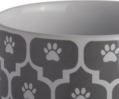 Bone Dry Lattice Collection Pet Bowl & Canister, Treat Canister, 4x6.5", Gray