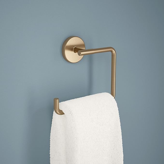 Delta Trinsic (1-Pack) Hand Towel Holder Champagne Bronze Towel Racks for Bathroom Wall Square Towel Ring Holder for Bath Towel Hanger for Kitchen, Bathroom Accessories 759460-CZ