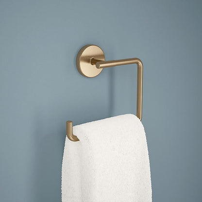 Delta Trinsic (1-Pack) Hand Towel Holder Champagne Bronze Towel Racks for Bathroom Wall Square Towel Ring Holder for Bath Towel Hanger for Kitchen, Bathroom Accessories 759460-CZ