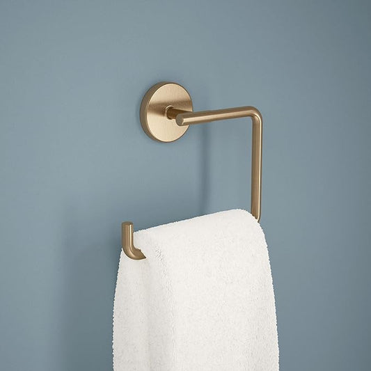 Delta Trinsic (1-Pack) Hand Towel Holder Champagne Bronze Towel Racks for Bathroom Wall Square Towel Ring Holder for Bath Towel Hanger for Kitchen, Bathroom Accessories 759460-CZ