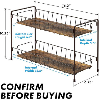 Simple Houseware Countertop Spice Rack 2-Tier Kitchen Spice Organizer Storage Shelves, Bronze
