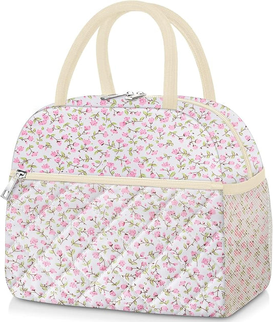Lunch Bag Lunch Box for Women Adult Men Insulated Quilted Reusable Large Lunch Tote Bag Leakproof Simple Cooler Bag for Work Office Picnic Beach or Travel