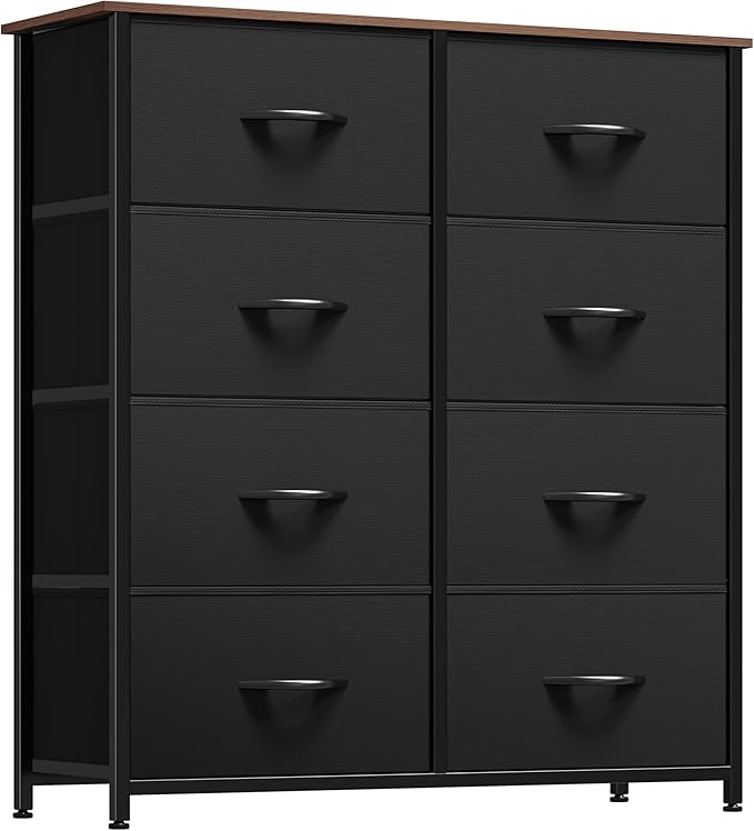 YITAHOME Dresser with 8 Drawers - Fabric Storage Tower, Organizer Unit for Bedroom, Living Room, Hallway, Closets - Sturdy Steel Frame, Wooden Top & Easy Pull Fabric Bins, Burlywood Grain