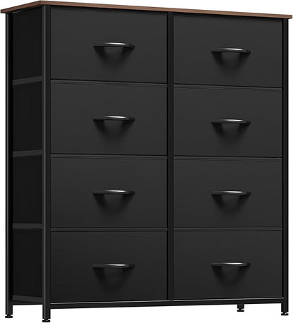 YITAHOME Dresser with 8 Drawers - Fabric Storage Tower, Organizer Unit for Bedroom, Living Room, Hallway, Closets - Sturdy Steel Frame, Wooden Top & Easy Pull Fabric Bins, Burlywood Grain