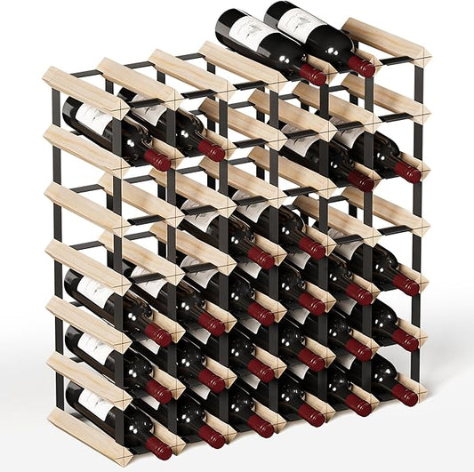 Urban Deco Wooden Wine Rack Countertop- Stylish Wine Racks for Cabinets, Perfect for Organizing and Displaying Your Wine Collection, Durable & Space-Saving Wine Storage Solution(42 Bottles)