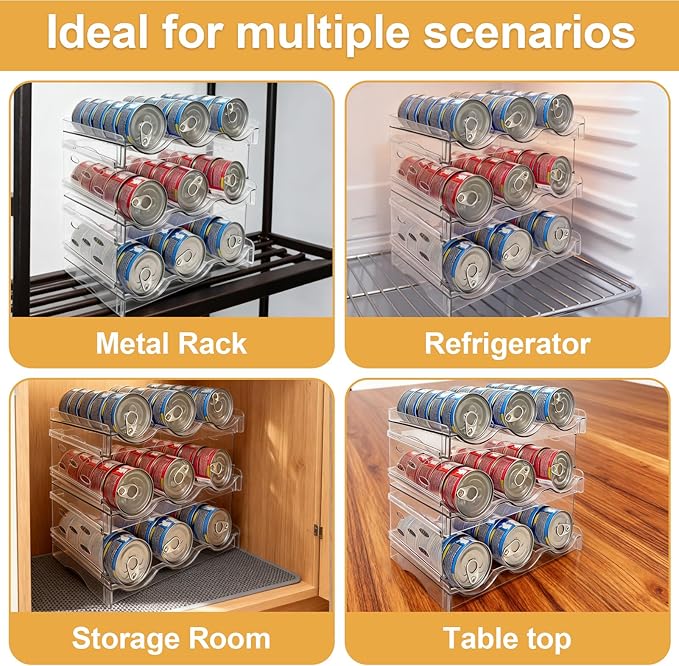 Cat Food Can Organizer,Can Organizer for Pantry,3-Layers Transparent Cat Food Storage Container Holds 54 (3.5oz) Cans,Canned Food Organizer and Storage for Countertop Kitchen Cabinet