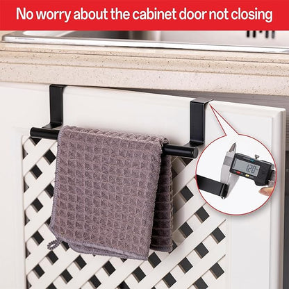 Cabinet Door Towel Bar - Single, Stainless Steel & Matte Black Over Cupboard Door Towel Holder