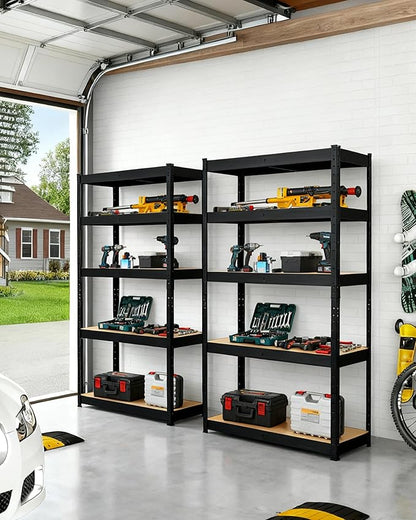 Garage Storage Shelves,60x18x72 Heavy Duty Garage Shelving Metal Adjustable Garage Shelves,5-Tier Adjustable Shelving Units,Loads 2000 LBS,Metal Storage Utility Racks for Warehouse,Pantry, Basement