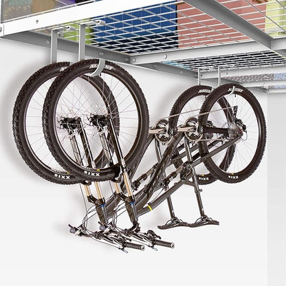 FLEXIMOUNTS 4 Pack Add On Storage Flat Hook Accessory for Garage Ceiling Rack and Wall Shelving, Max Weight Capacity up to 50lbs, White