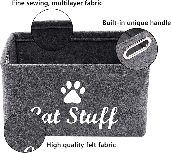 Geyecete Cat Apparel & Accessories/Cat Toys/Pet Supplies Storage Basket/Bin with Handles, Collapsible & Convenient Storage Solution for Office, Bedroom, Closet, Toys, Laundry(Grey)