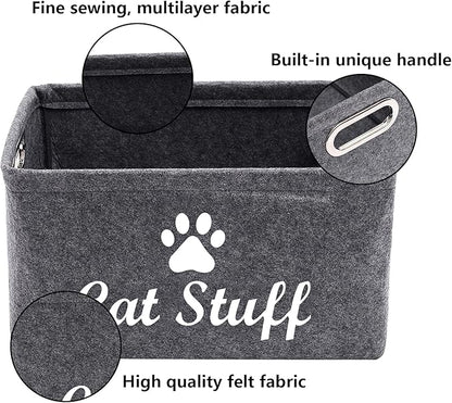 Geyecete Cat Apparel & Accessories/Cat Toys/Pet Supplies Storage Basket/Bin with Handles, Collapsible & Convenient Storage Solution for Office, Bedroom, Closet, Toys, Laundry(Grey)