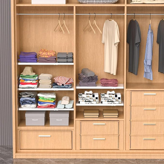 Expandable Closet Shelves, Adjustable Metal Closet Organizers and Storage Shelves for Wardrobe, Kitchen Pantry, Shoe Rack, (2 Pack,W11.81 x L: 17 "to 31")