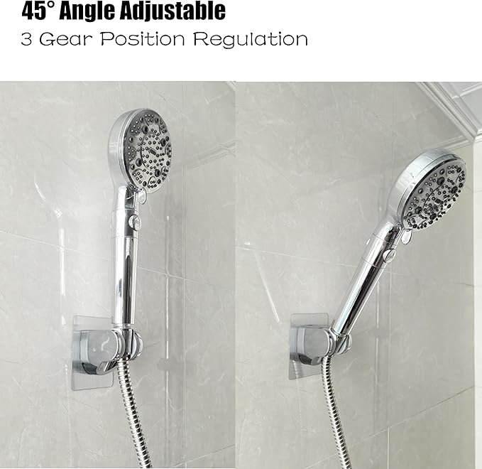 Strong Adhesive and Waterproof Shower Head Holder, Adjustable Handheld Shower Holder Wall Mount Shower Bracket by Lofekea