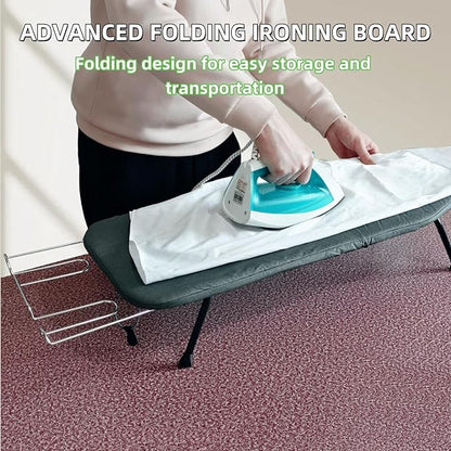 Compact Foldable Tabletop Ironing Board - with Iron Rest and Heat Resistant Cover, Portable Non-Slip Mini Iron Board for Home and Travel (Blue)