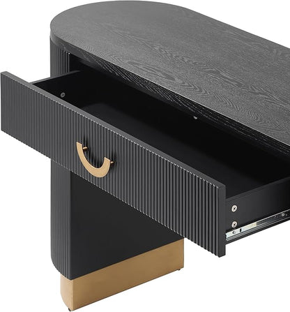 47.7" Modern Console Table with Vertical Ribbed Design,Compact Storage with Functional Drawer,Black