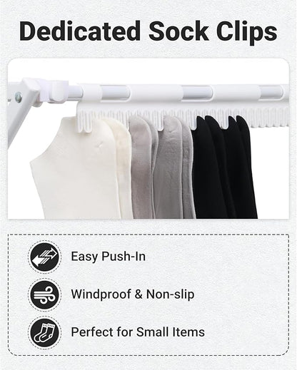 4-Tier Clothes Drying Rack, 4ft High Foldable Drying Rack Clothing for Indoor & Outdoor, Portable Collapsible Laundry Dryer for Laundry Room and Apartment, White 29" L x 49" H x 11.5" W