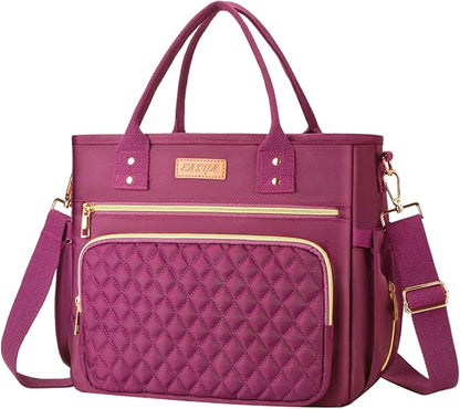 EASYA Large Lunch Bags for Work Insulated/Insulated Adult Lunch Box for Women/Durable Nylon Thermal Lunch Bag for Women/Leakproof Cooler Lunch Tote Bag with Storage Pocket (Burgundy Red)