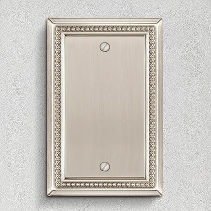 Henne Bery Sunken Pearls Heavy Duty Decorative Wall Plate Switch Plate Outlet Cover (Single Blank, 2 Pack, Satin Nickel)