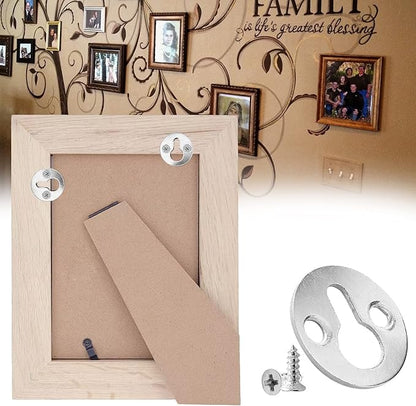 Piutouyar 48Pcs Round Keyhole Hangers, Picture Frame Shelf Keyhole Bracket Metal Keyhole Hanger Fasteners with Screws (Silver)