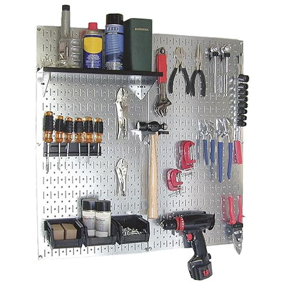 Wall Control Pegbrd Panel,32",Rnd Hole/Slotted,Silver