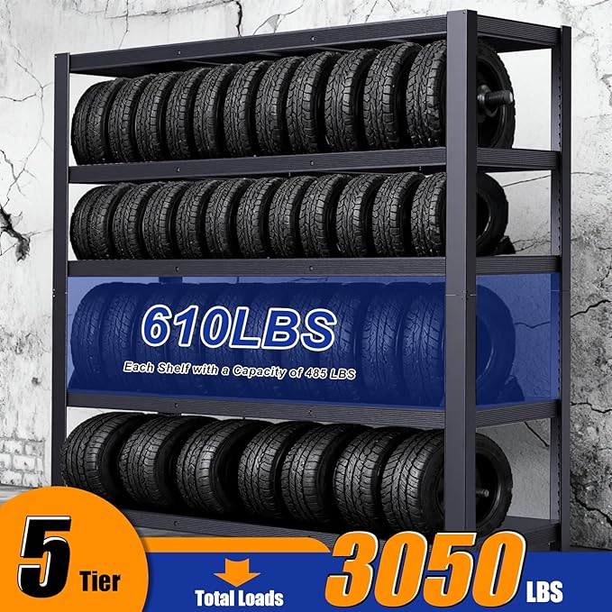 Garage Shelving Unit, Heavy Duty Storage Shelves, 24" D x 55" W x 84" H, Adjustable Metal Rack, Industrial Shelving for Basement, Garage, Basement