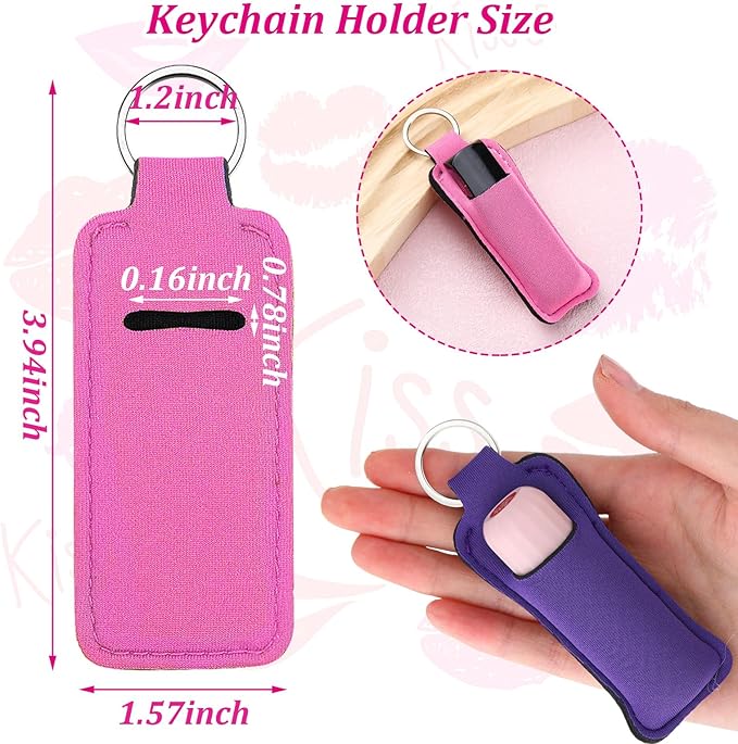 Yisong 40/60/ 80 Pack Lipstick Holder Keychains Bulk Neoprene Lip Balm Holder Keychain Lip Gloss Sleeve Pocket Women Presents