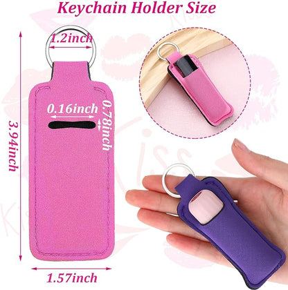 Yisong 40/60/ 80 Pack Lipstick Holder Keychains Bulk Neoprene Lip Balm Holder Keychain Lip Gloss Sleeve Pocket Women Presents