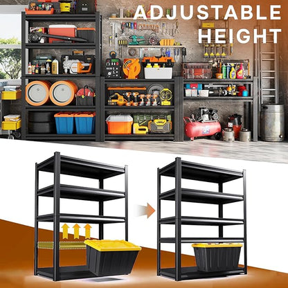 Heavy Duty Metal Garage Shelving Unit, 6-Tier Adjustable Large Storage Shelves, 3000LBS for Garage & Basement and Pantry Industrial Steel Rack, Ideal for Tool Organization & Storage, Black, 78" H
