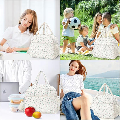 Coobiiya Lunch Bag Lunch Box for Women Men,12L Reusable Cute Corduroy Lunchbag Large Capacity- Leakproof, Insulated LunchBox Tote
