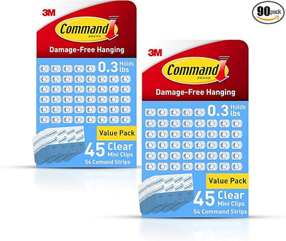 Command Indoor Mini Light Clips, Damage Free Hanging Christmas Lights, Mini Wall Clips for Hanging Indoor Christmas Decorations, Lights and Cables, 90 Count