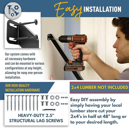 Koova Universal Garage Shelving Kit - Heavy-Duty, Easy Install, Customizable, 600 lbs. Support, Made in USA, Maximize Storage, Reclaim Floor Space