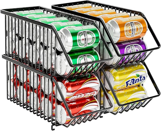 Soda Can Organizer of 4 Pack,Stackable Can Organizer For Pantry, Soda Storage, Soup Soda Can Dispenser, Can Storage Rack for Pet Food Cans