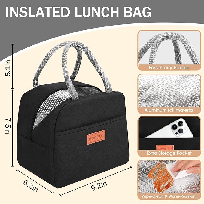 All-in-one Stainless Steel Bento Box with Insulated bag,Leak-Proof,1-Tier Bento box,Lunch Box With Portable Sauce Pod and Cutlery-for Kids/Toddler,Dishwasher Safe,White