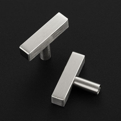 10 Pack Silver Cabinet Knobs - Sqaure Bar Cabinet Pulls Brushed Nickel Knobs for Kitchen Cabinet Drawer Stainless Steel Dresser Knobs for Cabinet Hardware 2in Length Single Hole