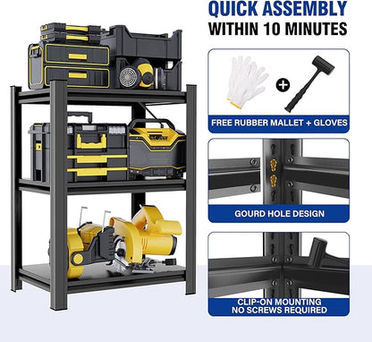 Garage Shelving Heavy Duty Adjustable Storage Shelves Unit,Metal Utility Rack Shelf for Industries, Warehouses, Basement (3-Tier 31.5" Hx23.6 Wx13.8 D)