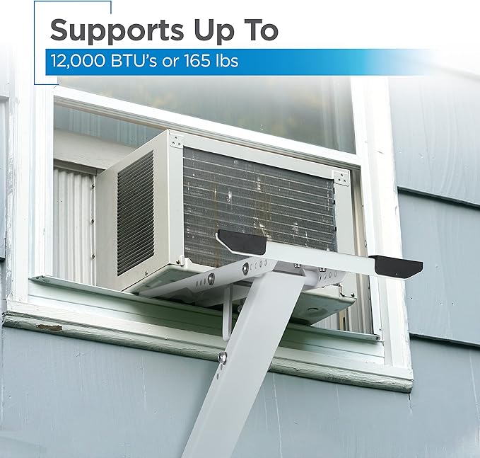 Air Conditioner Support Bracket for Outdoor Window AC, Supports Units Up to 12,000 BTU & 165 Lbs., Heavy Duty Mount Suitable for Most Windows, KT-04L