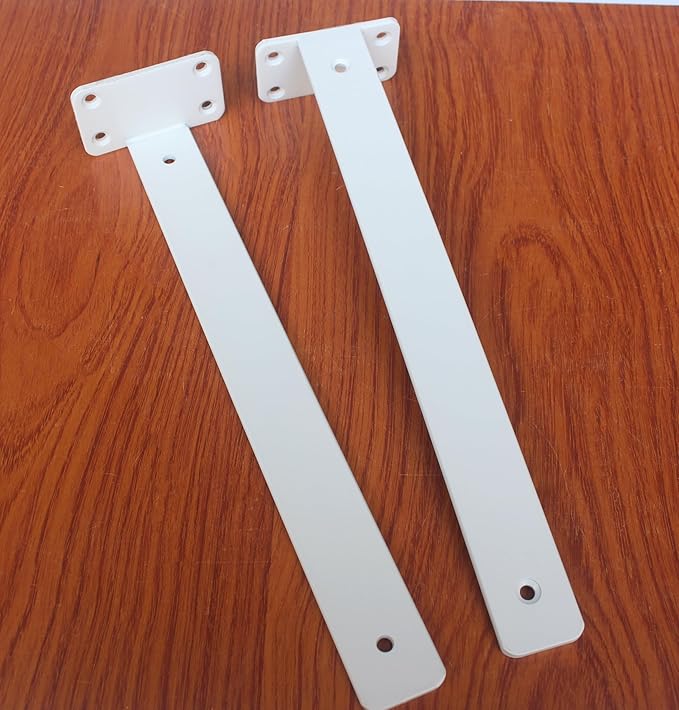 6 Pack - 14 inch White Hidden L Shelf Bracket (1/5 Inch Thicked) Iron Floating Shelf Brackets Rustic Industrial Metal Brackets for Shelf Support