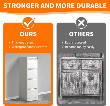 Metal File Cabinet with Drawer Heavy Duty Locking File Cabinets Home Office Steel Filing Cabinet Vertical File Cabinets for Legal/Letter Size File,Assembly Required