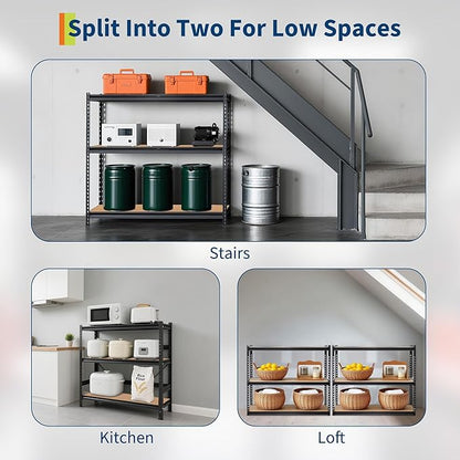 2500 LBS Heavy Duty Garage Storage Shelves, 5-Tier Adjustable Metal Shelving Unit, Storage Rack for Kitchen, Pantry, Basement, Bathroom & Laundry, 48" L x 24" W x 72" H