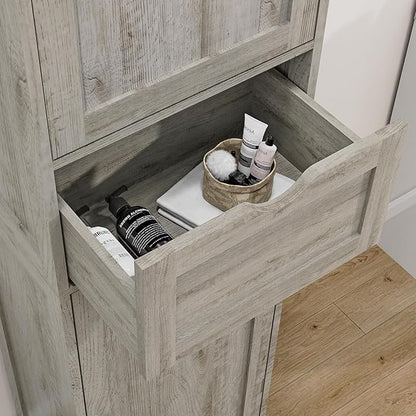 Iwell 67" Tall Bathroom Cabinet with Adjustable Shelves & 1 Drawer, Storage Cabinet with 2 Doors, Narrow Tall Cabinet, Floor Cabinet for Bathroom, Living Room, Home Office, Grey